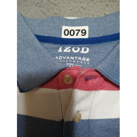 IZOD Advantage Performance Polo Shirt Mens 3X Red White Blue 1/4 Button 4th July - Picture 4 of 8